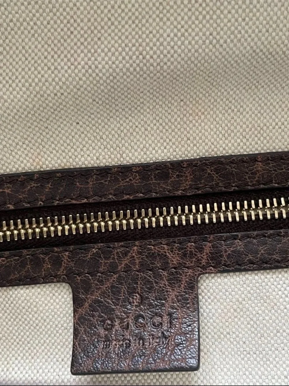 Gucci Beige & Brown Monogram Canvas Satchel